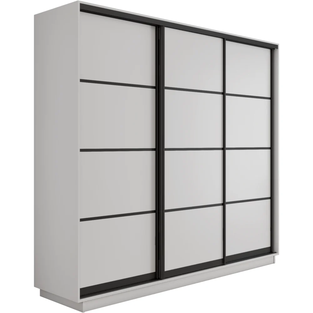 Экспресс 3-х дверный 4 секции (ЛДСП) (Белый снег 1800х2200х440 Экспресс 45 3х Черный профиль)