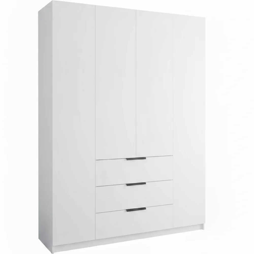 Локер 4-х дверный с ящиками (Распашной) (Белый снег 1616х2200х525 Локер 4-х дверный с ящиками Черный профиль)